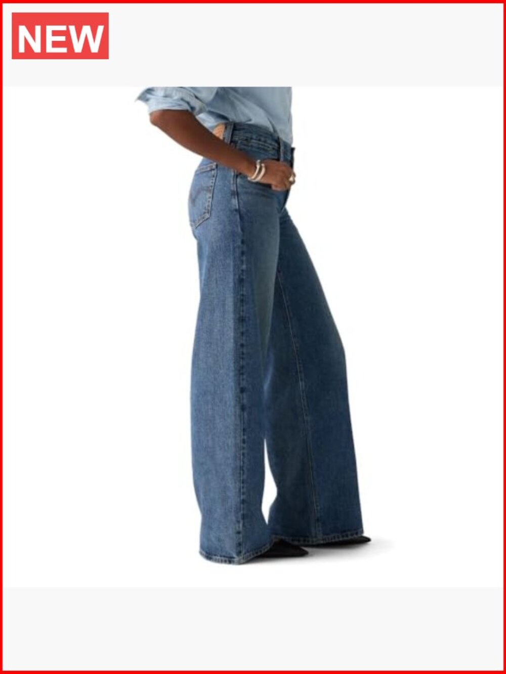 Vintage-Inspired Baggy Wide Leg Jeans, Non-Stretch Cotton - Picture 3 of 3